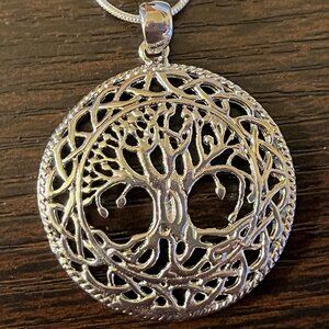 Tree of Life Detailed Silver Pendant and Chain